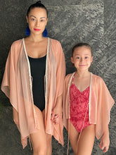 Load image into Gallery viewer, Ula kaftan cover-up in textured chiffon, perfect for Dubai beach vacations
in mommy and me set