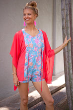 Load image into Gallery viewer, Ikura orange chiffon Utama women&#39;s kaftan with artisan batik trim for Dubai resort wear