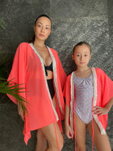 Load image into Gallery viewer, Hand-sewn tassel trim kaftan for poolside elegance for women looking for best unique and modern beach kaftans in Dubai, also available in a mommy and me set