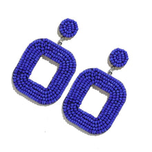 Load image into Gallery viewer, Yelia handmade beaded bold coloured statement dangle earrings in blue
