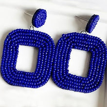 Load image into Gallery viewer, Yelia handmade beaded bold coloured statement dangle earrings in blue