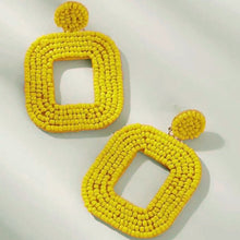 Load image into Gallery viewer, Yelia handmade beaded bold coloured statement dangle earrings in yellow