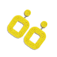 Load image into Gallery viewer, Yelia handmade beaded bold coloured statement dangle earrings in yellow