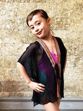 Load image into Gallery viewer, Zecca black kids beach kaftan with sequin embellishments – stylish and lightweight swimsuit cover-up in Dubai
